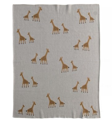 Cotton Knit Giraffe Baby Blanket