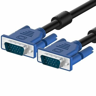 VGA Male to Male 15 Pin Display Cable 1.8M Long, Suitable for Desktops and Projector Connection.