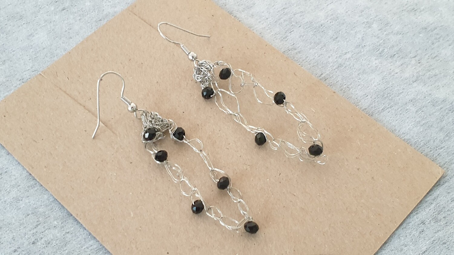 Chica Black Silver Abstract Earrings Series