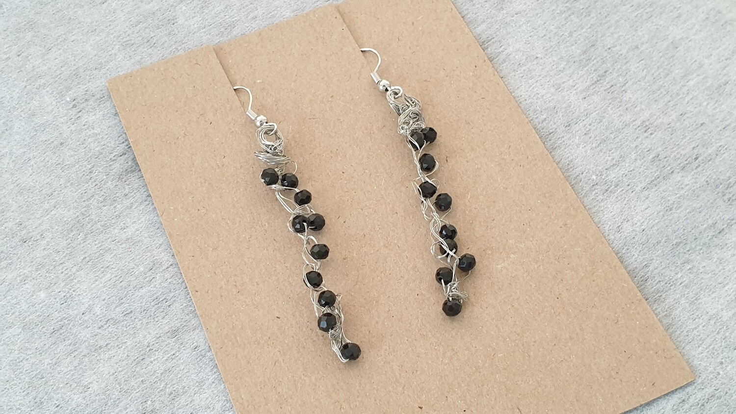 Chica Black Silver Abstract Earrings Series