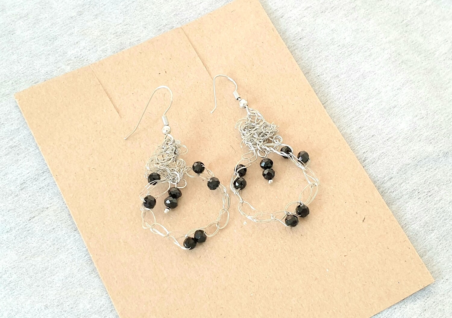 Chica Black Silver Abstract Earrings Series