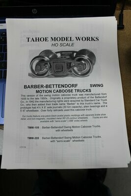 Barber-Bettendorf Swing Motion Caboose Truck w/RP-25 wheelsets Tahoe Model Works
