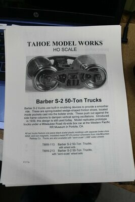 Barber S-2 50-Ton Trucks w/ RP-25 wheelsets Tahoe Model Works