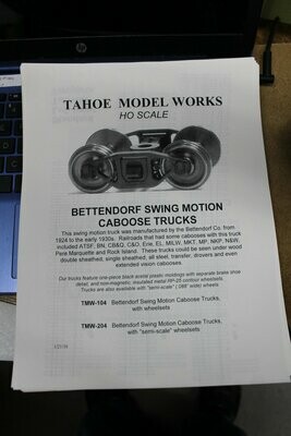 Bettendorf Swing Motion Caboose Trucks w/PR-25 wheels Tahoe Model Works