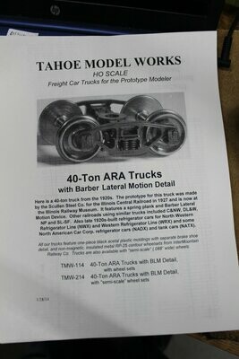 40-Ton ARA Trucks / Barber Lateral Motion Detail w/ RP-25 wheelsets Tahoe Model Works