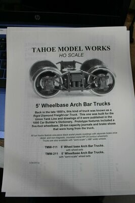 5 Foot Wheelbase Arch Bar Truck w/ RP-25 wheehsets Tahoe Model Works