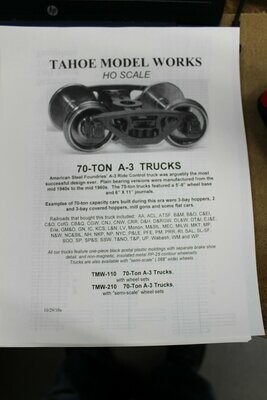 70 Ton A-3 Trucks w/ RP-25 wheelsets Tahoe Model Works