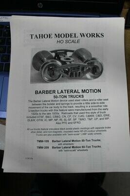 Barber lateral Motion 50-Ton Trucks w/ RP-25 wheelsets Tahoe Model Works