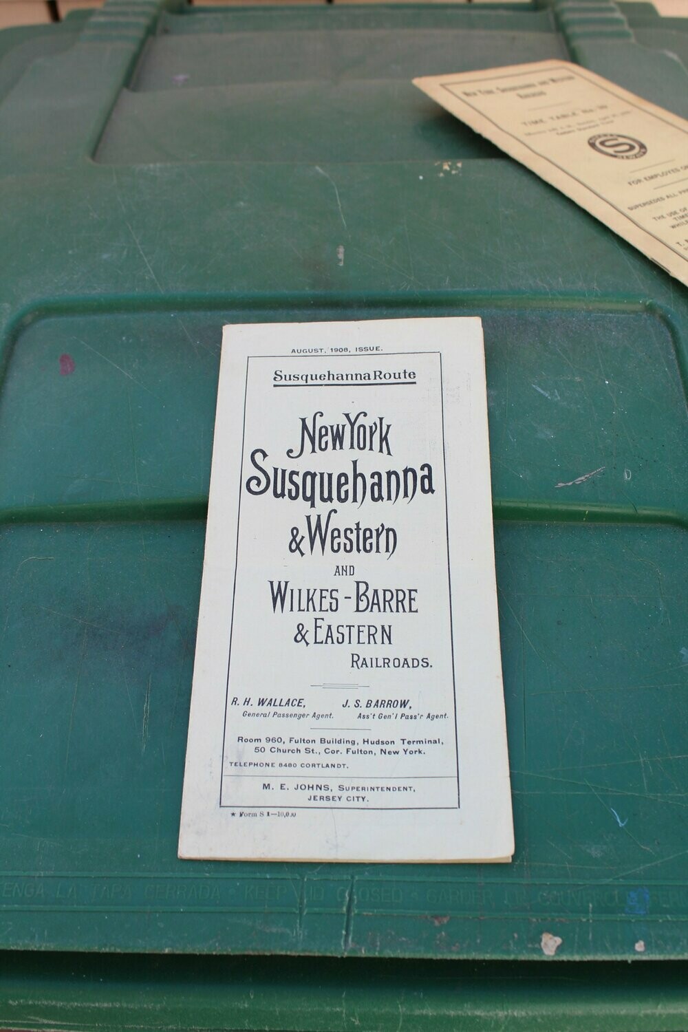 NYS&W and W-B&E August 1908 Time Table