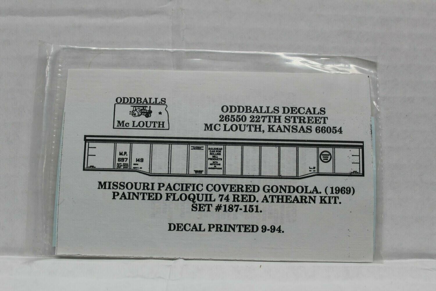 Missouri Pacific Covered GON Decal set ODDBALLS