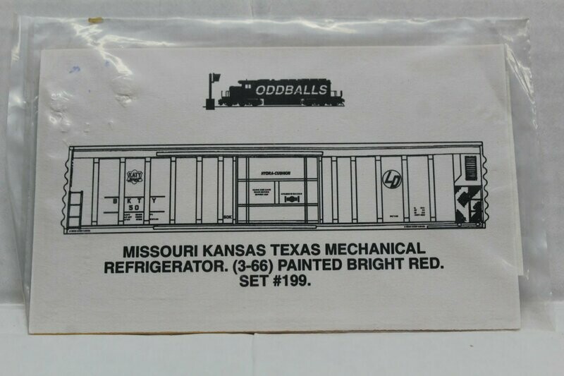 M K T (KATY) Mechanical Reefer Decal set ODDBALL