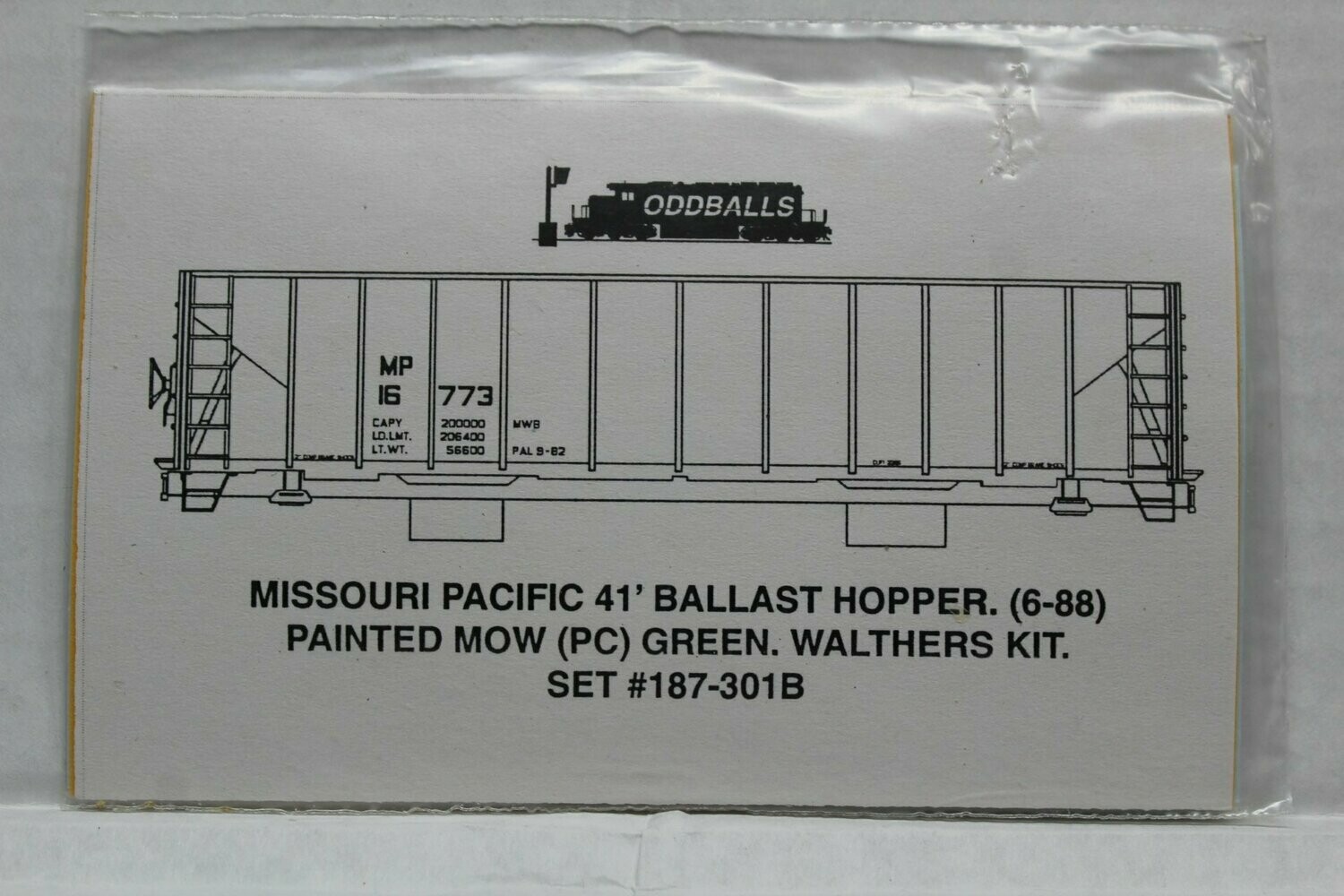 Missouri Pacific 41' Ballast Hopper BlacK Decal set ODDBALLS