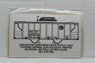 BNSF PS-2 2 Bay Covered Hopper Decal set Will letter 2 cars ODDBALLS