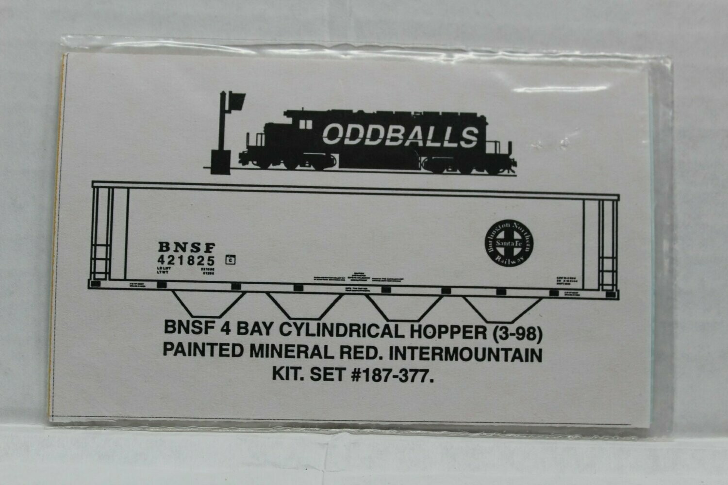 BNSF 4 Bay Cylindrical Hopper Decal set ODDBALL