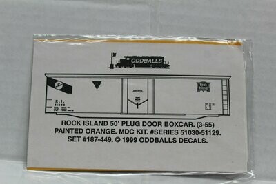 Rock Island 50' Plug Door Boxcar Decal set ODDBALL