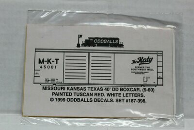 M K T (Missouri-Kansas-Texas) 40' DD Boxcar Decal set ODDBALLS