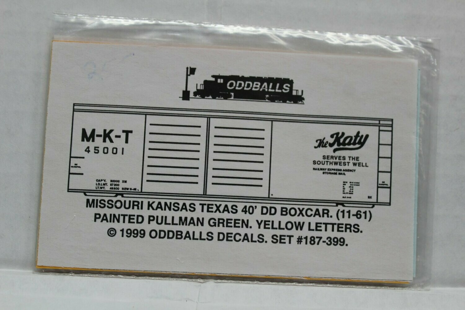 M K T (Missouri-Kansas-Texas) 40' DD Boxcar Decal set ODDBALLS