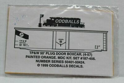 T P & W 50' Orange Plug Door Boxcar Decal set ODDBALLS