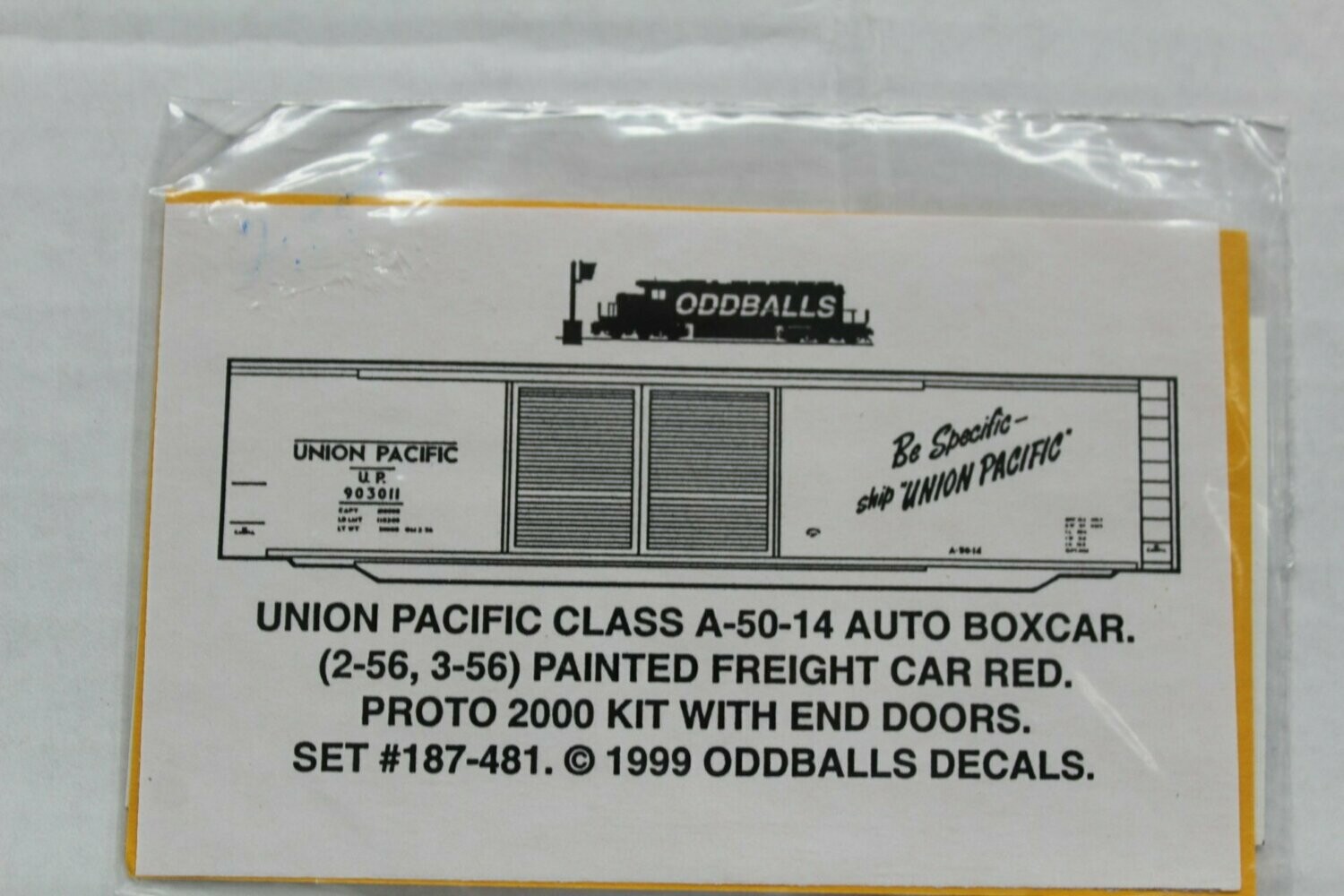 Union Pacific A-50-14 Auto Boxcar (1956) Decal set ODDBALLS