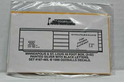 Minneapolis & St. Louis (M&ST.L) 40' boxcar Decal set ODDBALLS