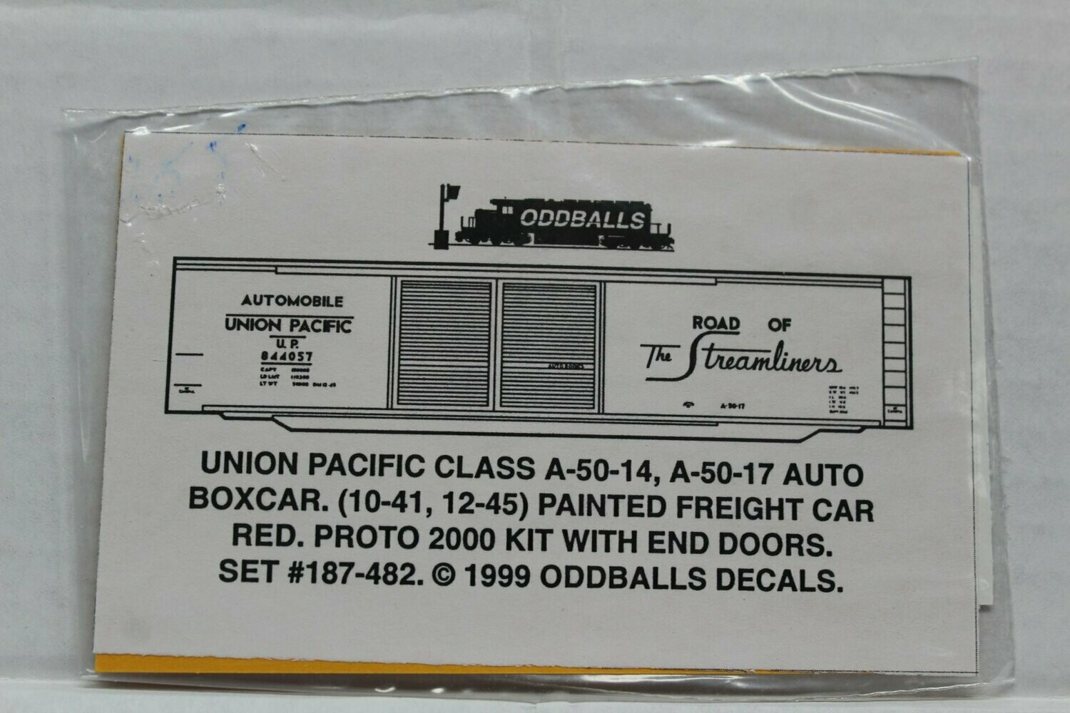 Union Pacific A50-14, A-50-17 (1941-45) Auto Boxcar Decal set ODDBALLS
