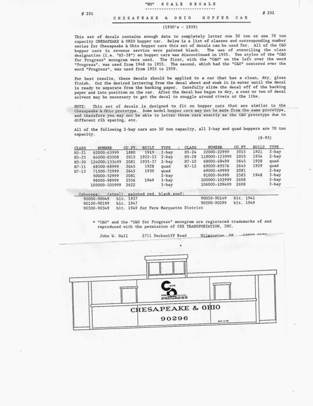 Chesapeake & Ohio (C&O) Hoppers & Caboose 1930 - 1959