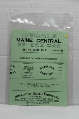 Maine Central 36' Boxcar Decal set SHEEPSCOT