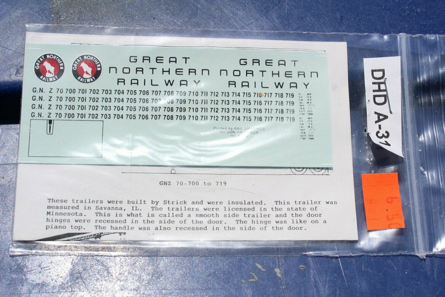 Great Northern Insulated Trailer built by Strick Decal Set