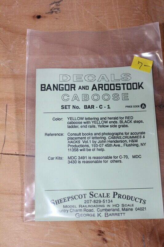 BAR Caboose Decal Set