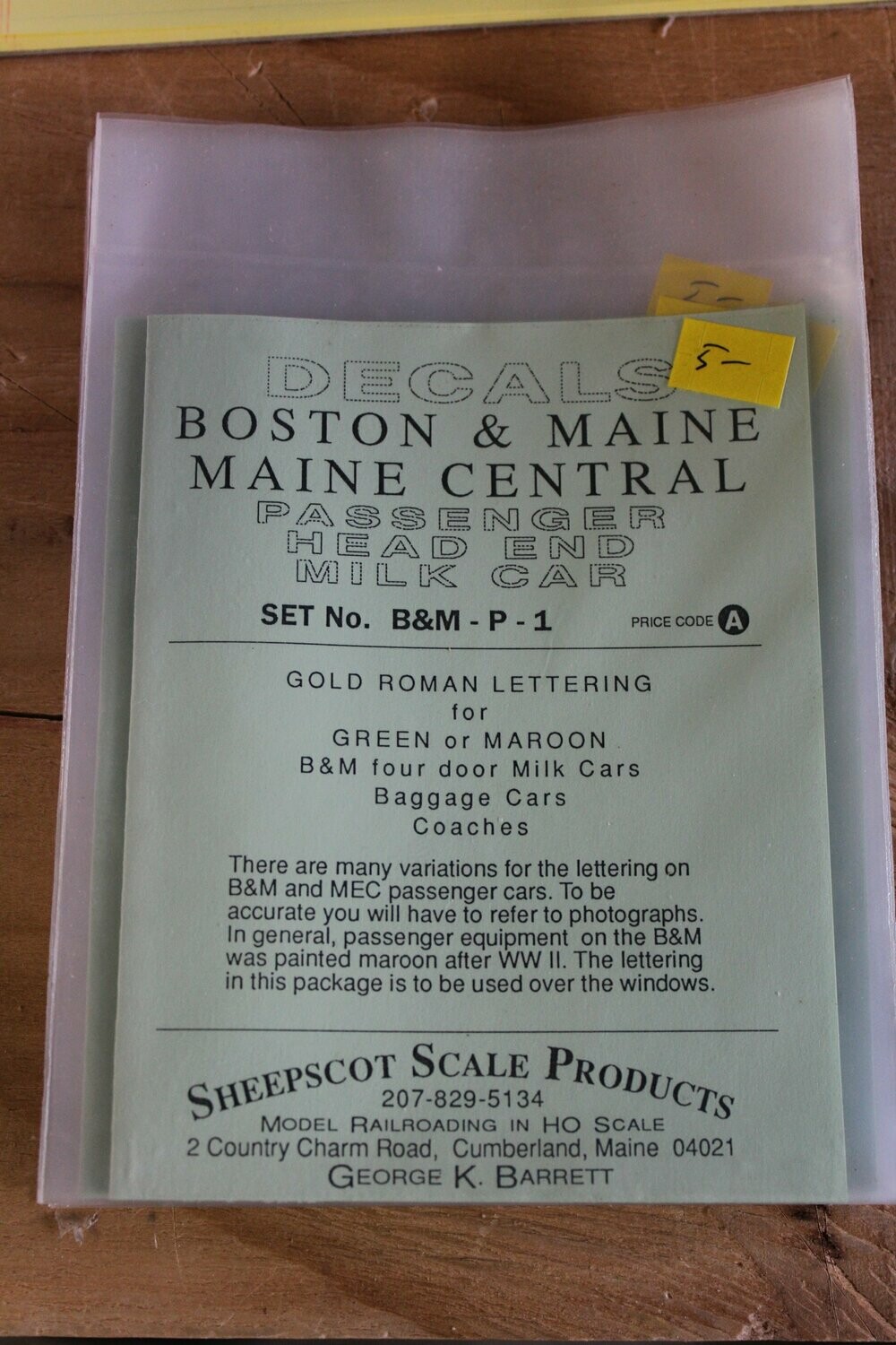 Boston & Maine Passenger, Head End and Milk Cars Decal Set