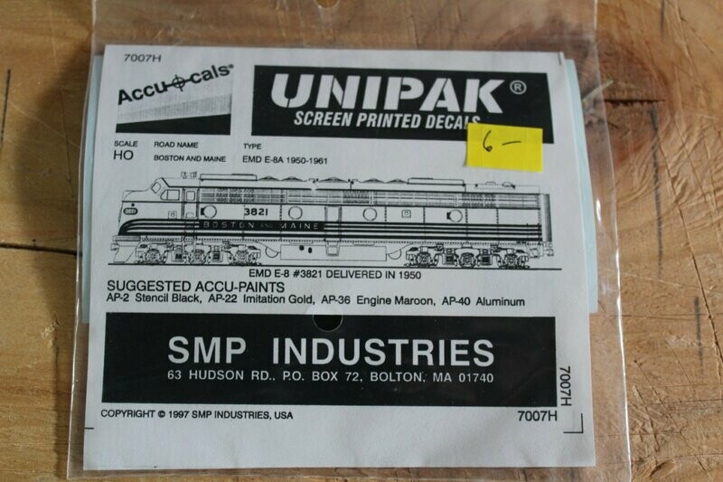 Boston and Maine B&M  EMD E8 1950 thru 1960 decal set