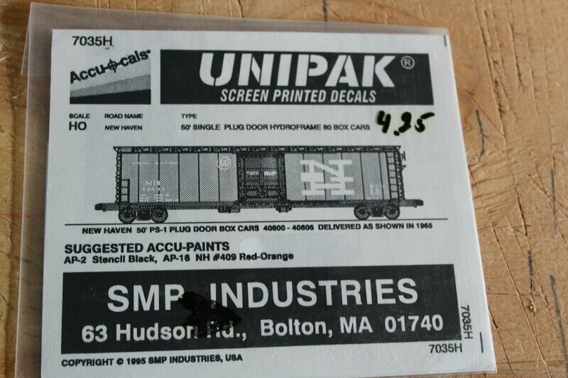 New Haven NH 50ft PS-1 plug door Hydroframe boxcar decal set
