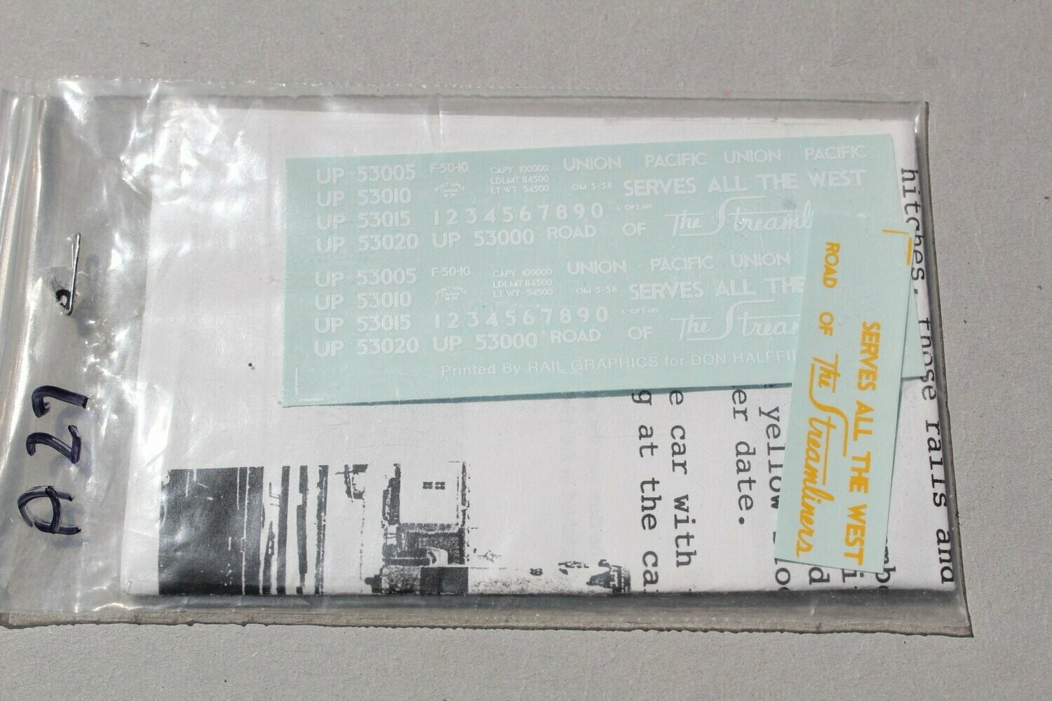 Union Pacific Piggy back flat car decal set