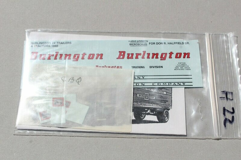 Burlington (CBQ) 24' trailer decal set
