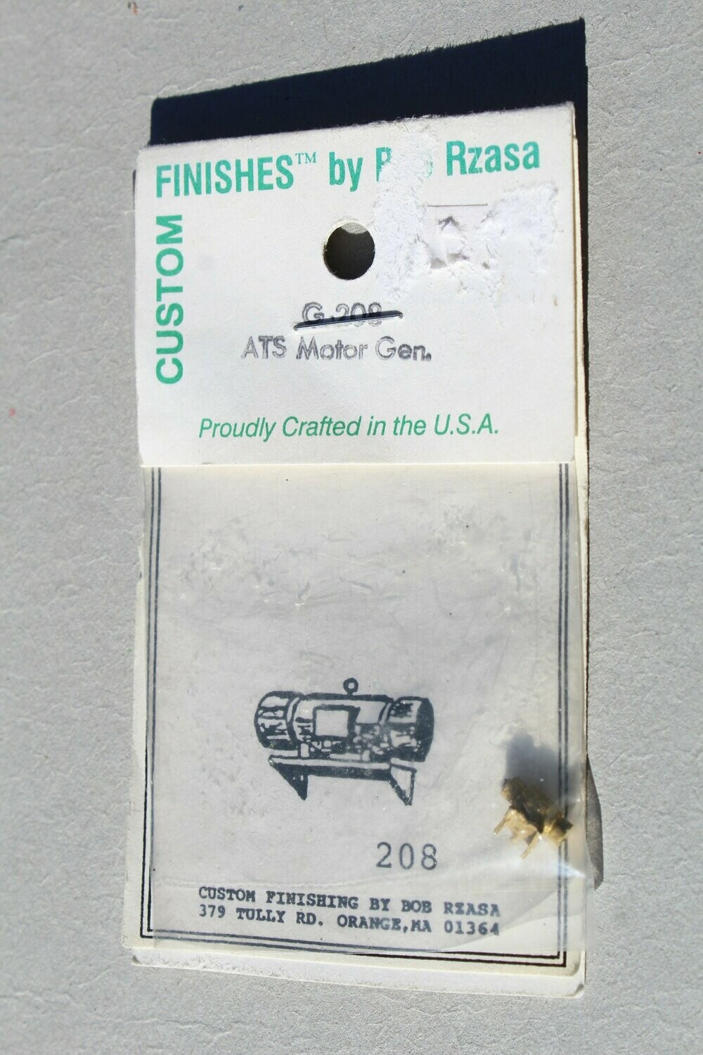 Custom Finishing/Finishes 208 ATS Motor Generator, General Railway