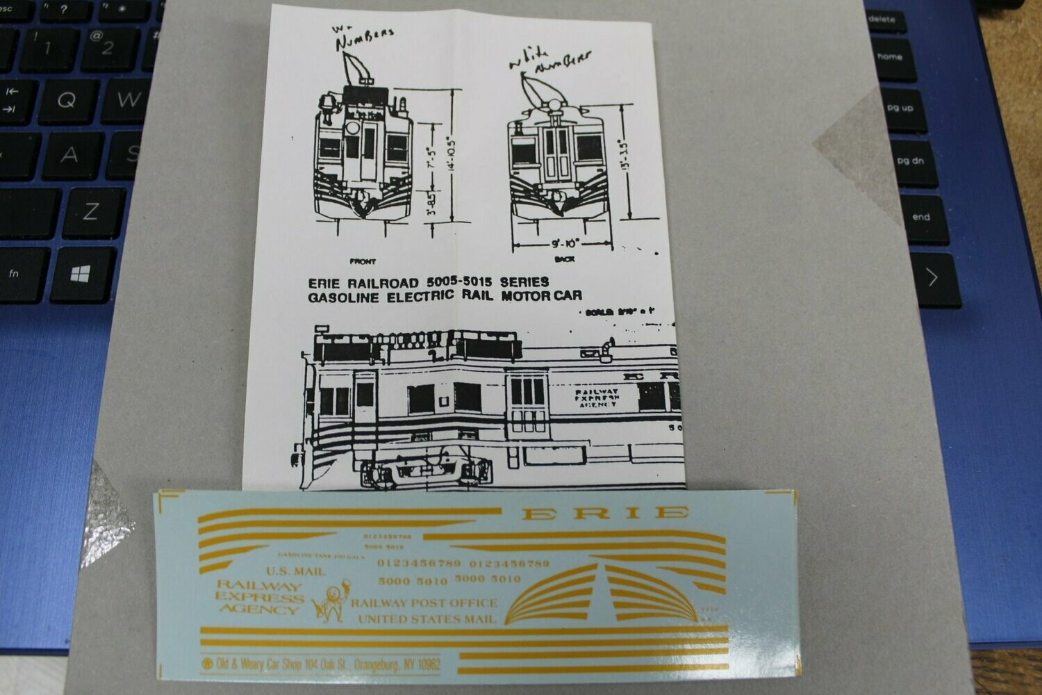 ERIE RR 5000 series Gas/Electric Motor Car HO decal set by old & weary shop
