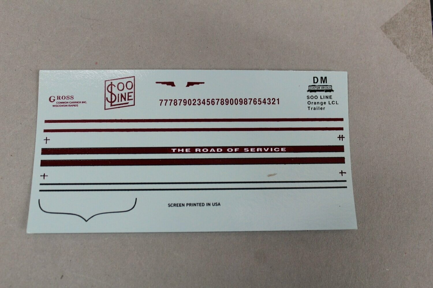 SOO LINE TRAILER HO DECAL SET FOR ORANGE LCL SERVICE