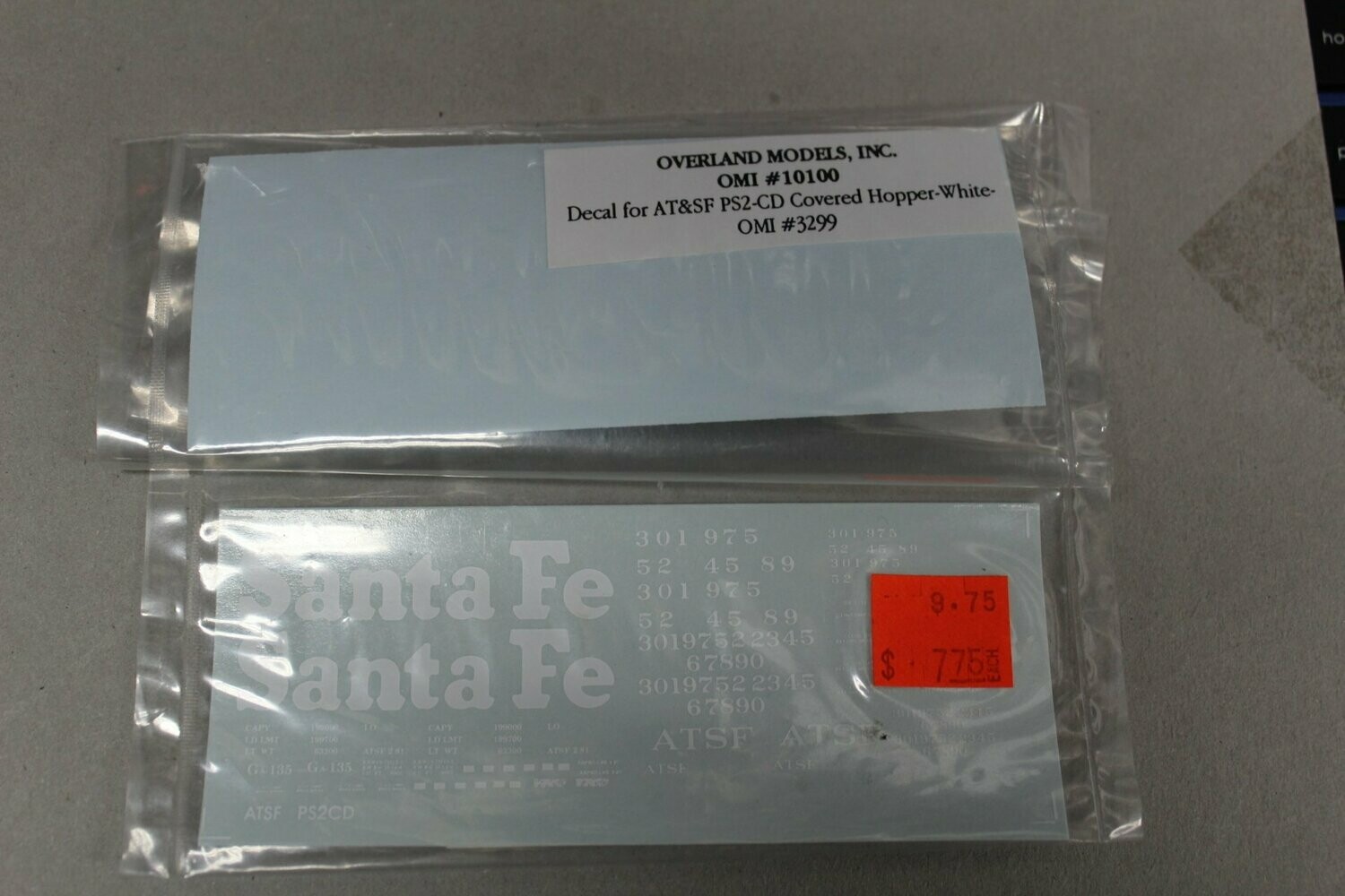 OMI 10100 AT&SF PS2-DC HO DECAL SET