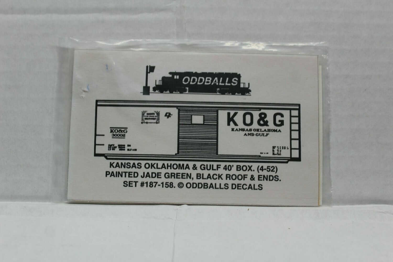 K O & G (Kansas Oklahoma & Gulf) 40' BX Decal set ODDBALLS