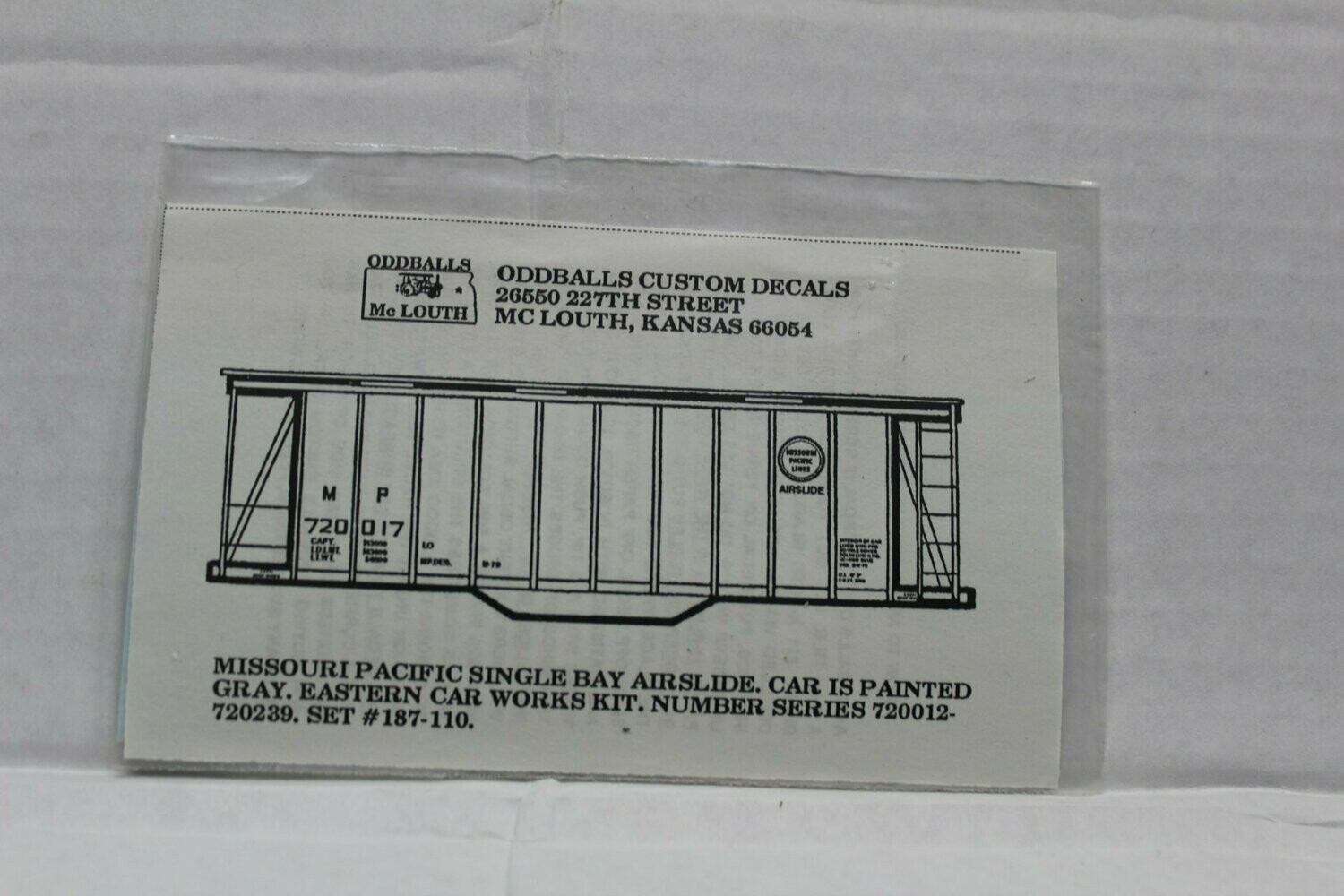 Missouri Pacific SINGLE Bay Airslide Decal set ODDBALL