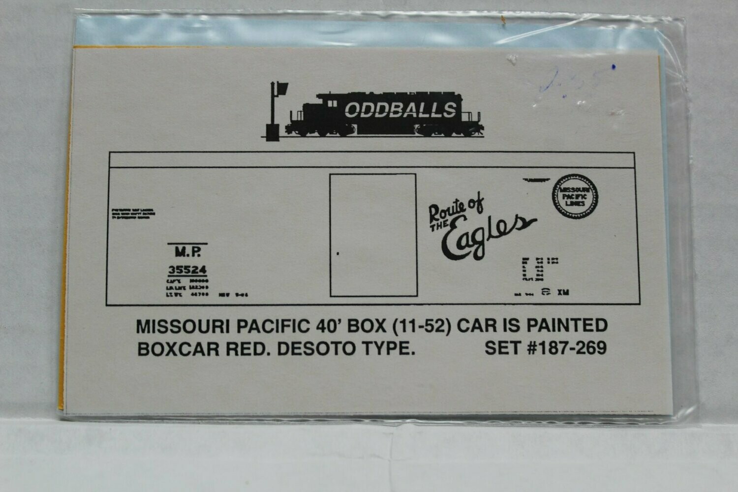 Missouri Pacific 40' Box Car Decal set ODDBALLS