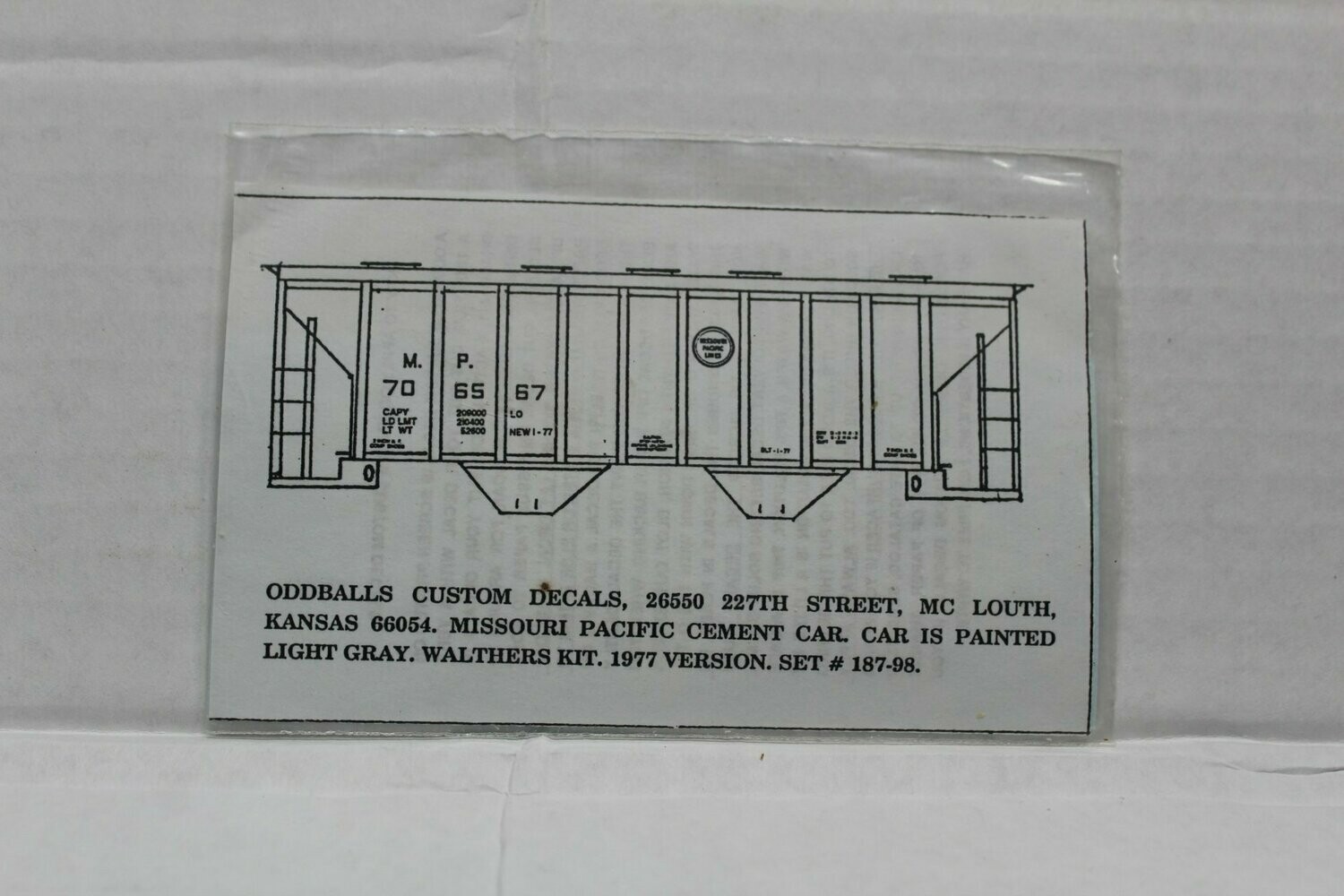 Missouri Pacific 2 Bay Cement Hopper Decal set ODDBALLS