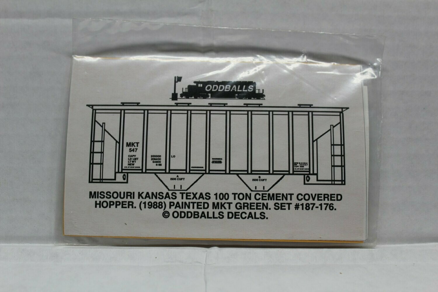 M K T (Missouri Kansas Texas) 100 Ton Cement Hopper Decal set ODDBALLS
