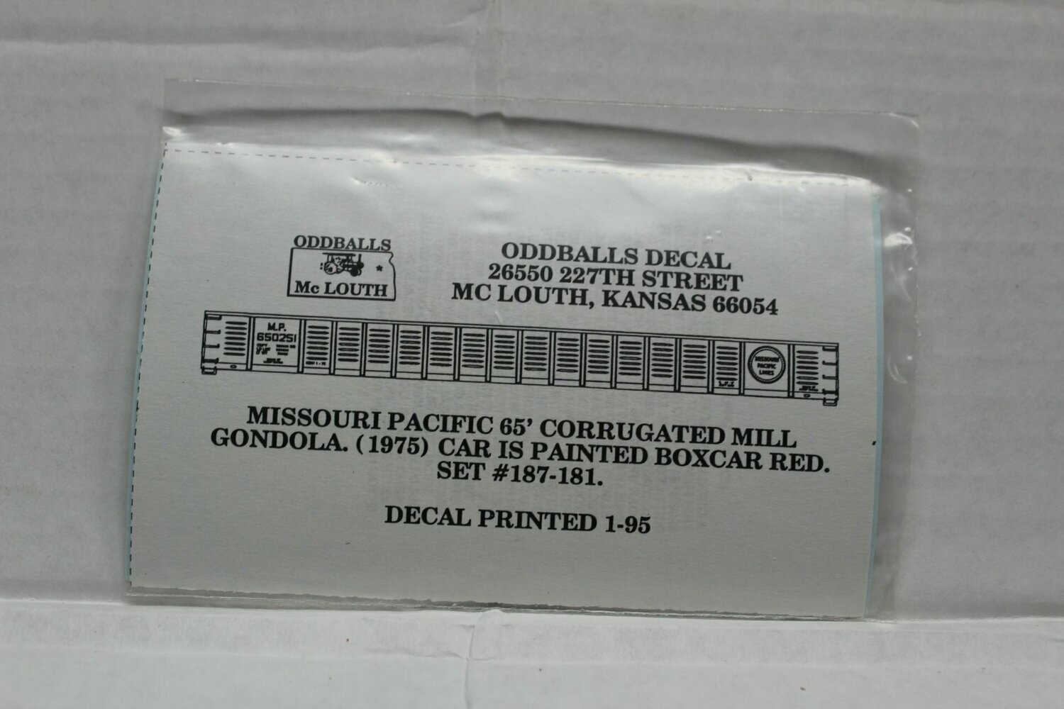 Missouri Pacific 65' Corrugated Mill Gon Decal set ODDBALL