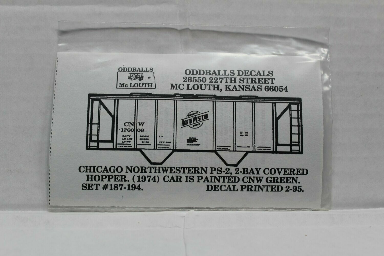C N W PS-2 2 Bay cov. Hopper Decal set ODDBALLS