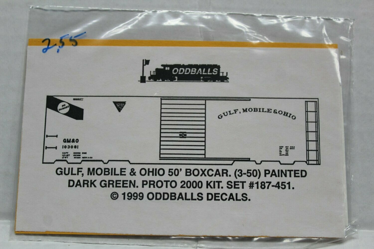 Rock Island Green 50' Plug Door Boxcar Decal set ODDBALL