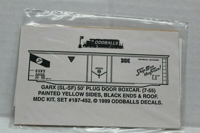 Rock Island 50' Yellow Plug Door Boxcar Decal set ODDBALLS