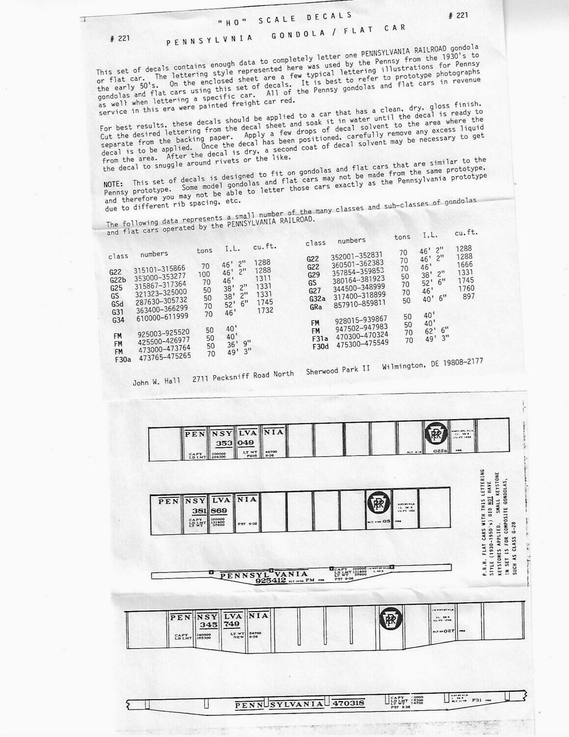 Pennsylvania  (PRR) Gondola / Flats 1930 - 1954 John Hall     0
