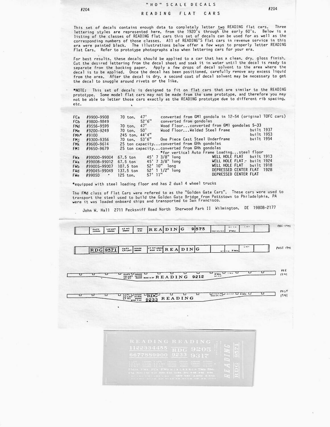 READING (RDG) Flat Cars  John Hall