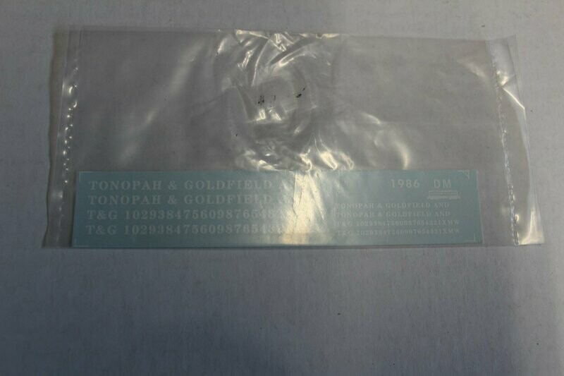 TONOPAH & GOLDFIELD (T&G) XMW Decal set